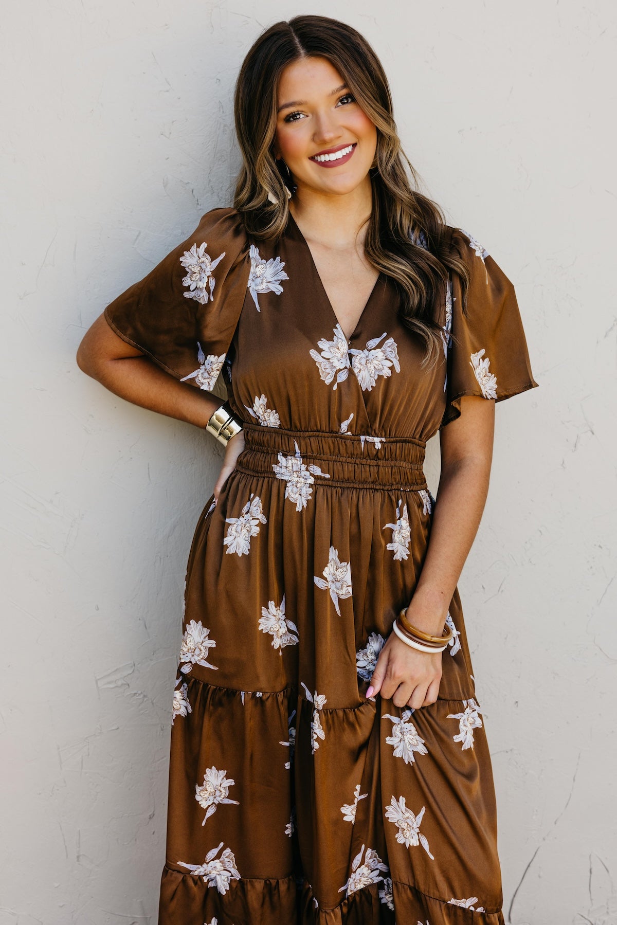 The Clementine Surplice Floral Maxi Dress