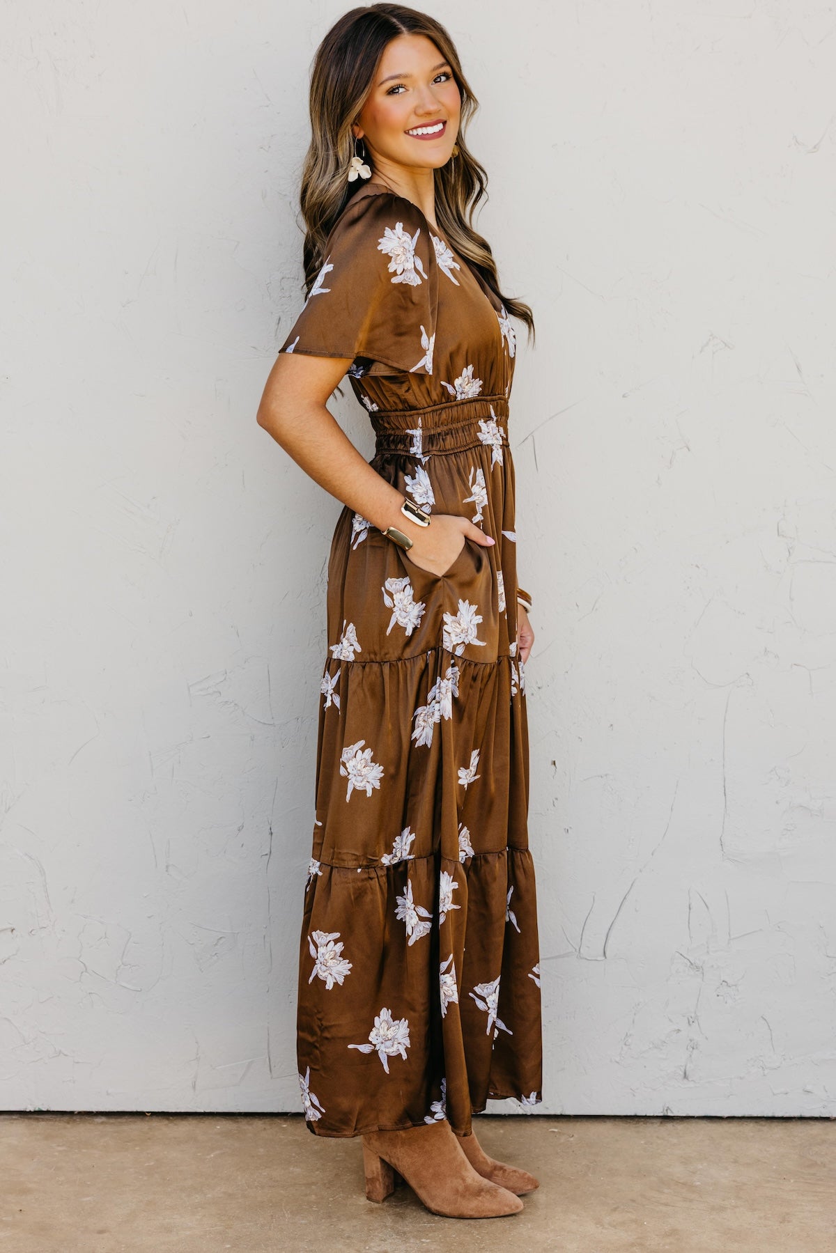 The Clementine Surplice Floral Maxi Dress
