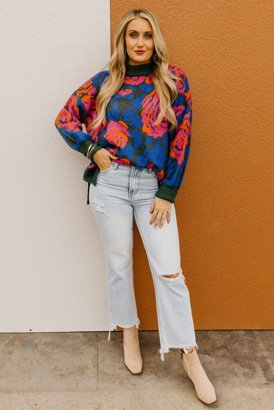 The Aryanna Floral Sweater  - FINAL SALE