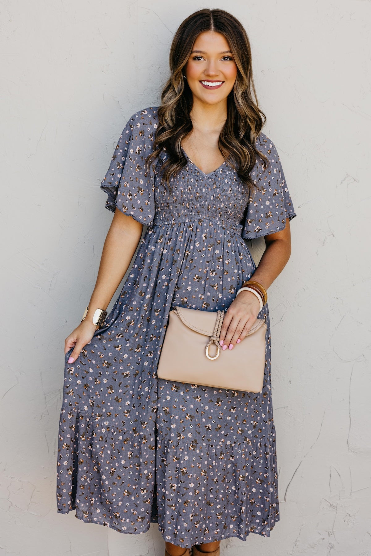 The Dahlia Smocked Floral Midi Dress