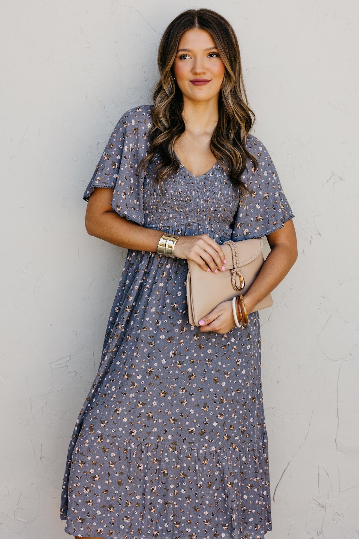 The Dahlia Smocked Floral Midi Dress