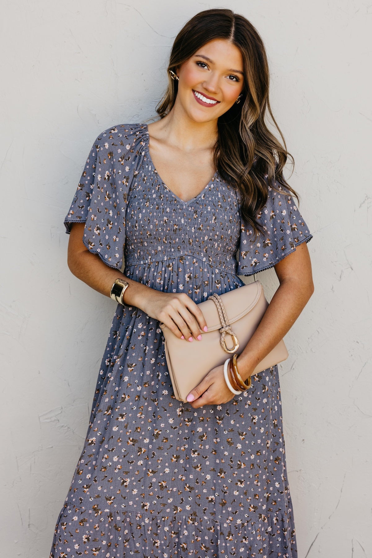 The Dahlia Smocked Floral Midi Dress