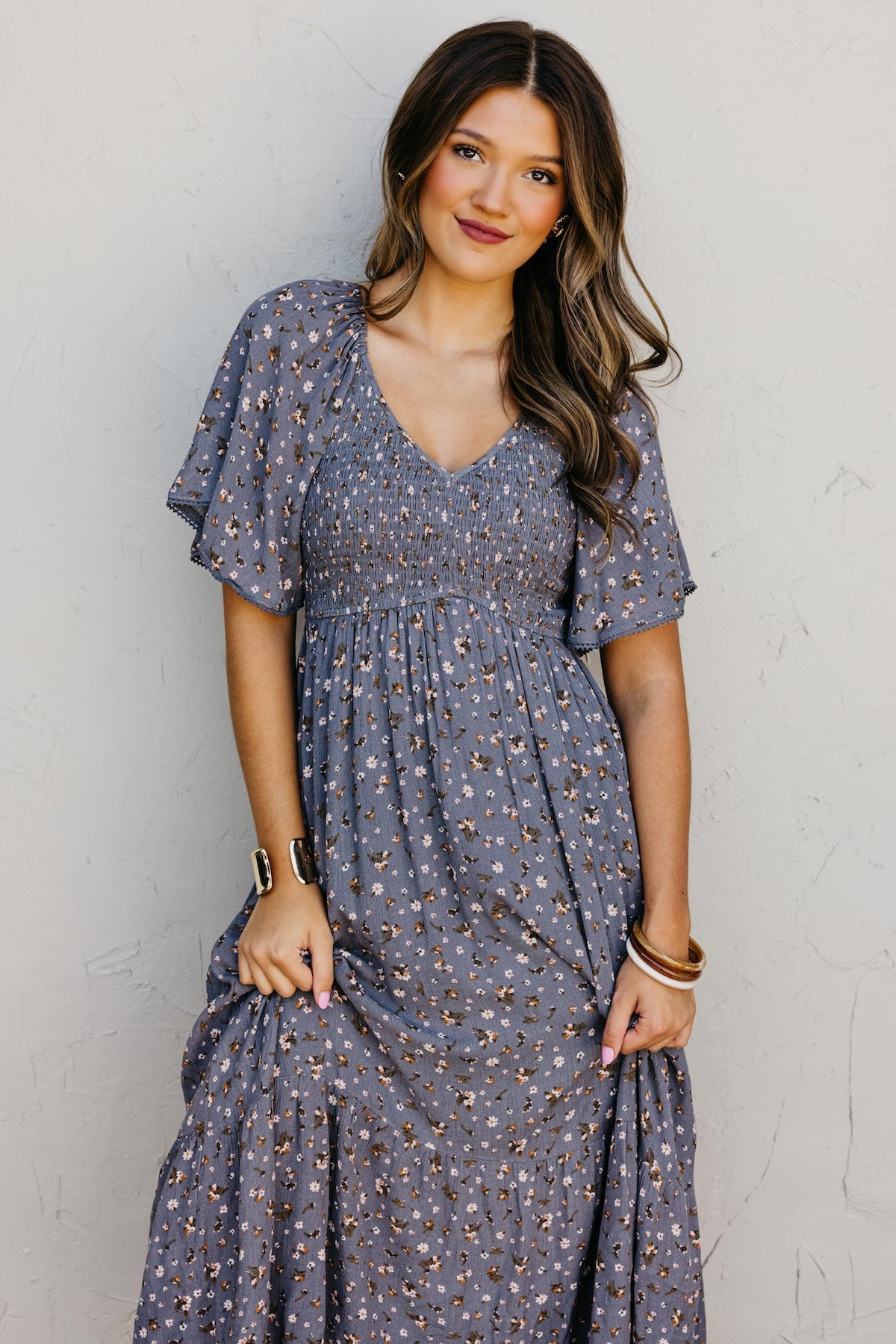 The Dahlia Smocked Floral Midi Dress
