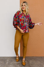 The Kaylani Floral Bubble Sleeve Blouse