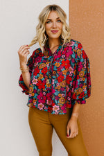 The Kaylani Floral Bubble Sleeve Blouse
