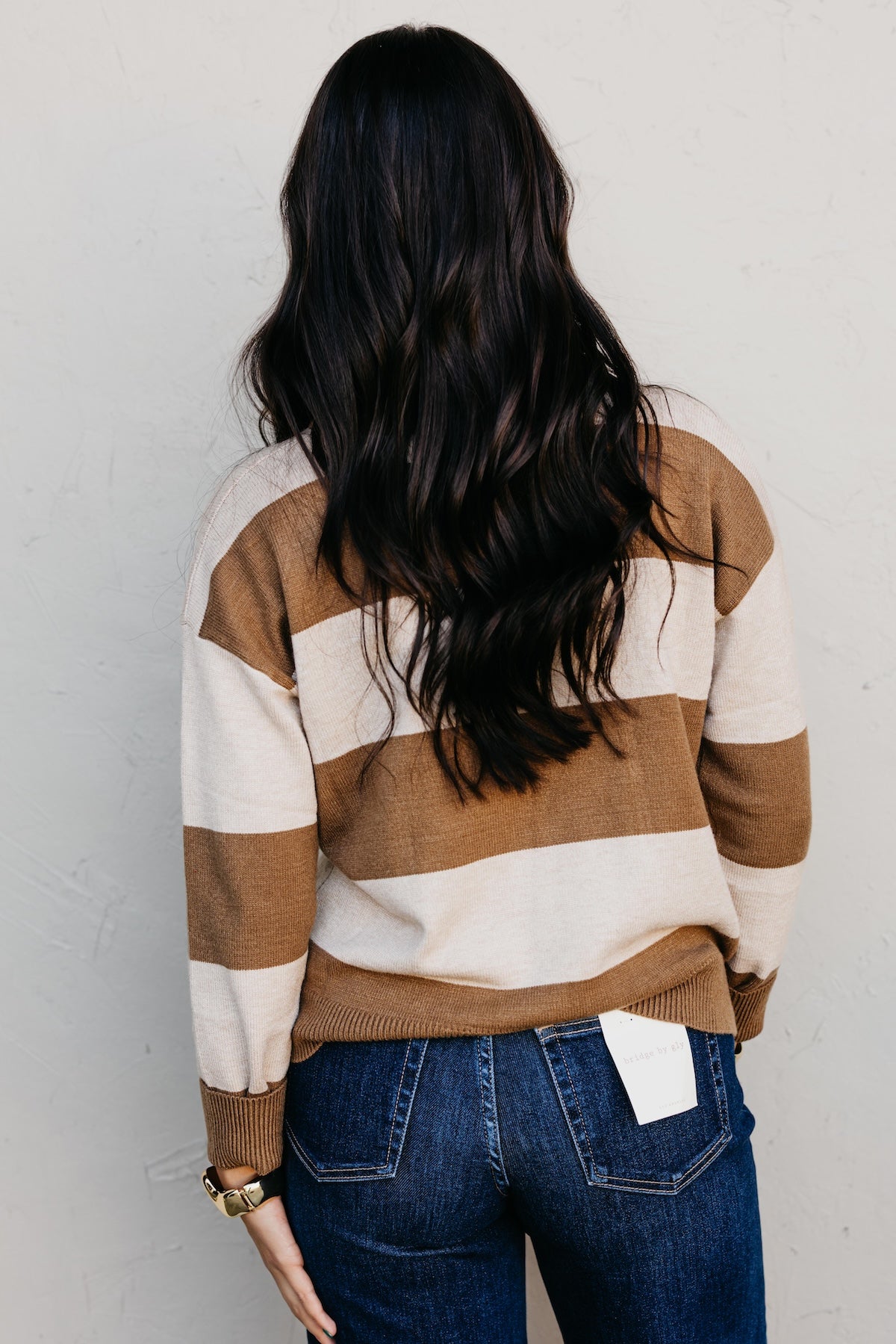 The Layla Quarter Zip Striped Sweater