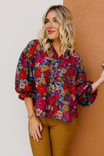 The Kaylani Floral Bubble Sleeve Blouse