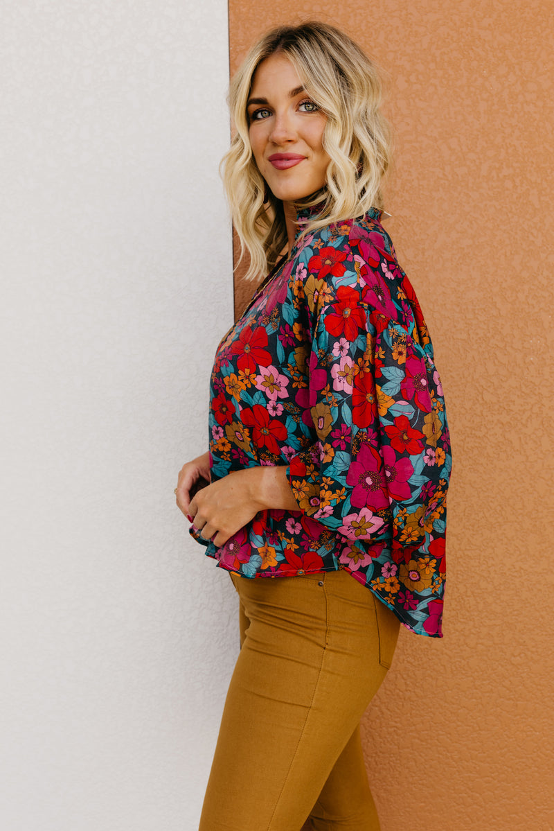The Kaylani Floral Bubble Sleeve Blouse