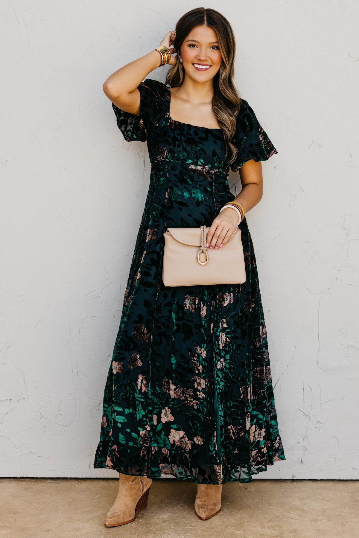 The Reba Burnout Felt Maxi Dress