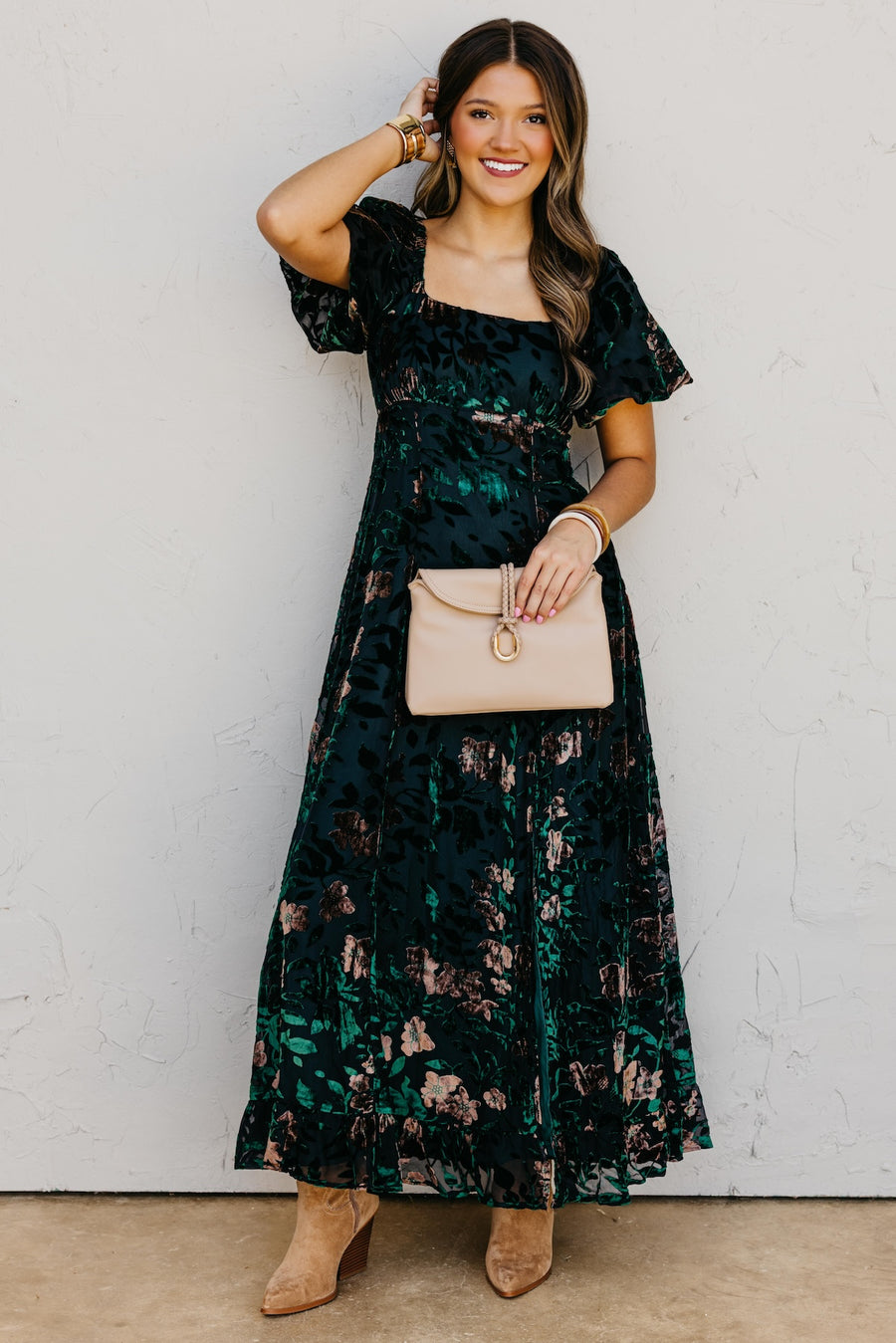 The Reba Burnout Felt Maxi Dress