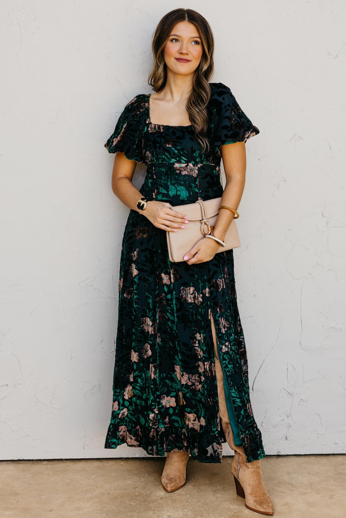 The Reba Burnout Felt Maxi Dress