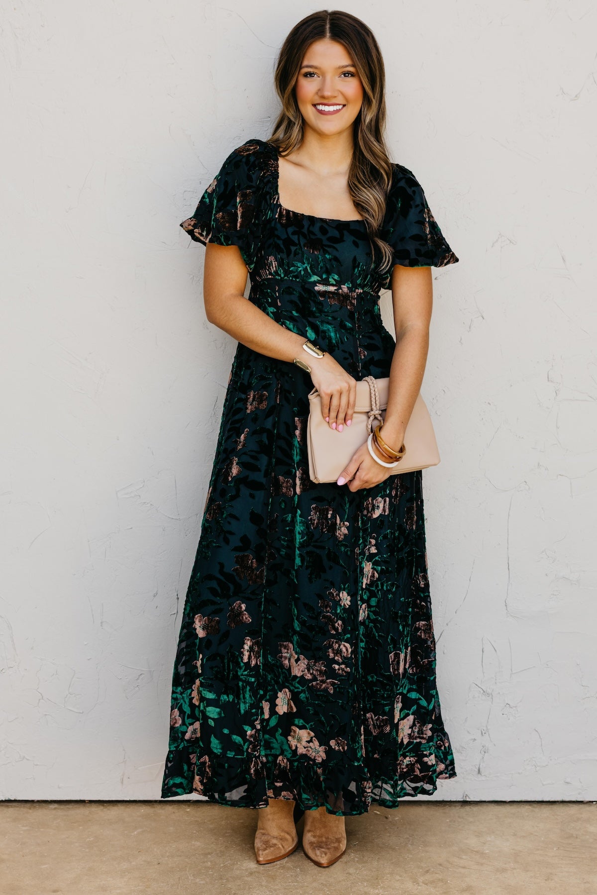 The Reba Burnout Felt Maxi Dress