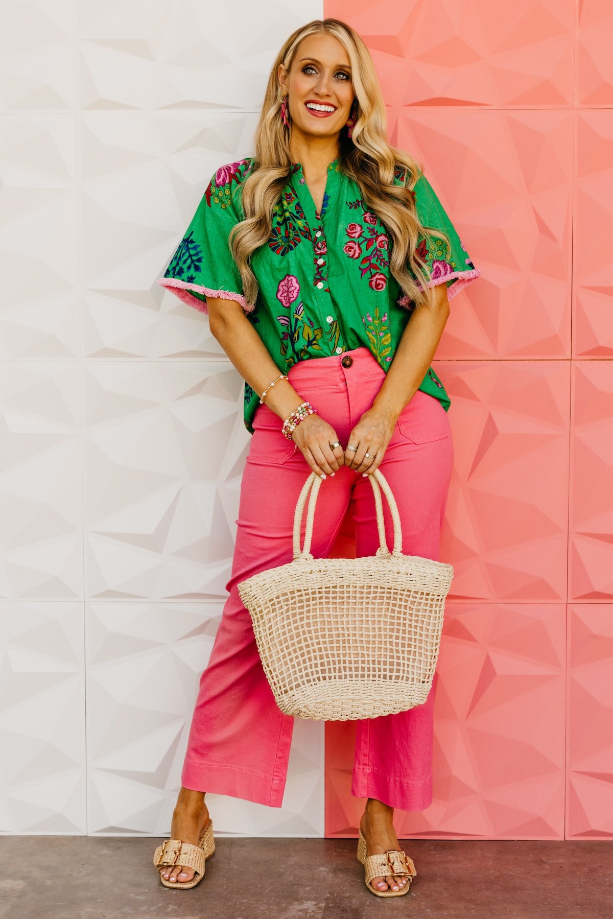 The Mollie Floral Fringe Sleeve Top