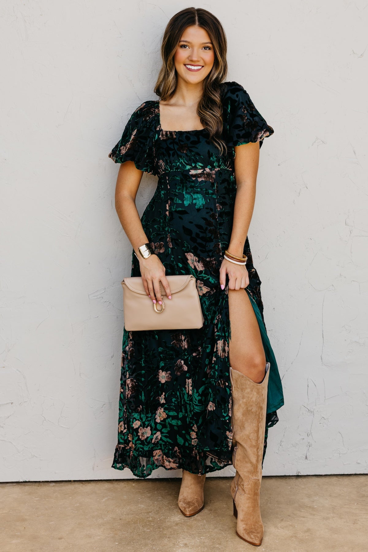 The Reba Burnout Felt Maxi Dress