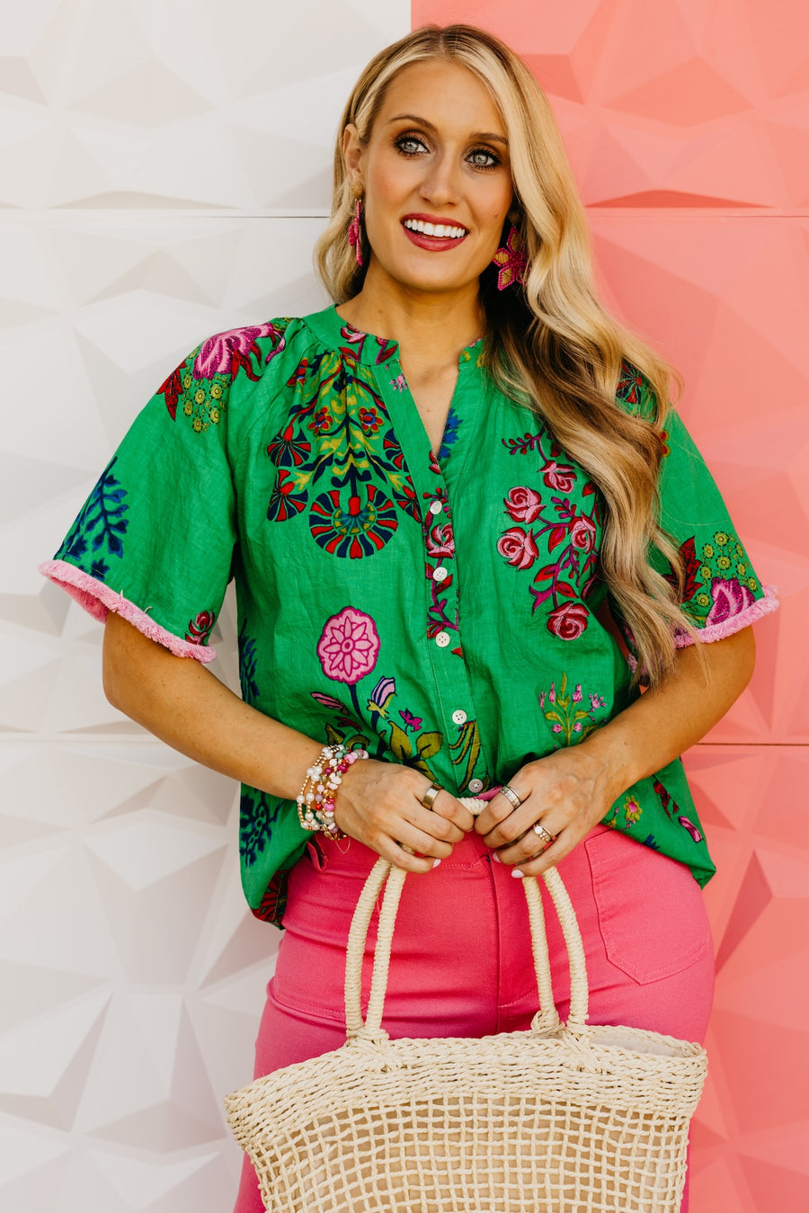 The Mollie Floral Fringe Sleeve Top