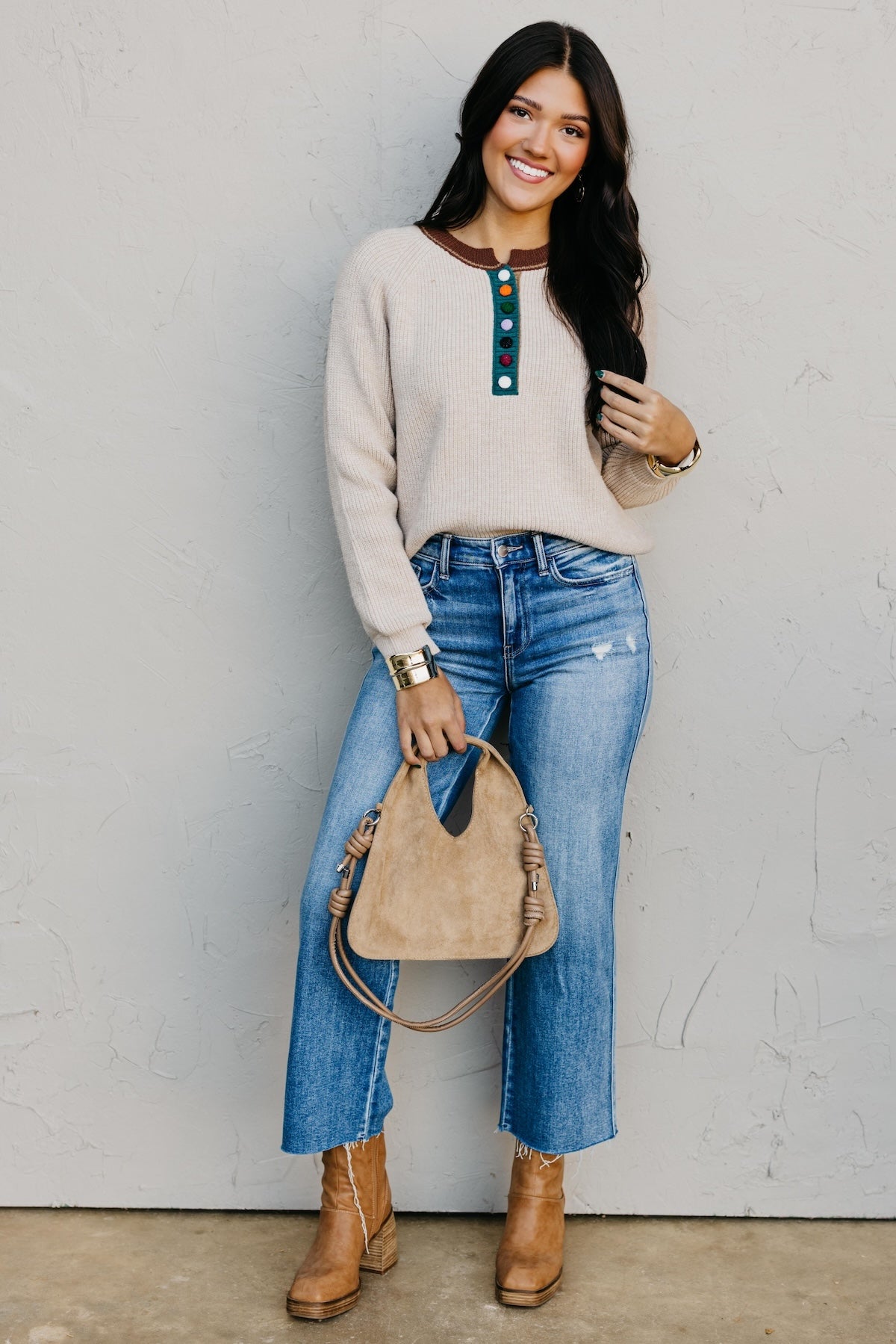 The Irene Contrast Button Sweater