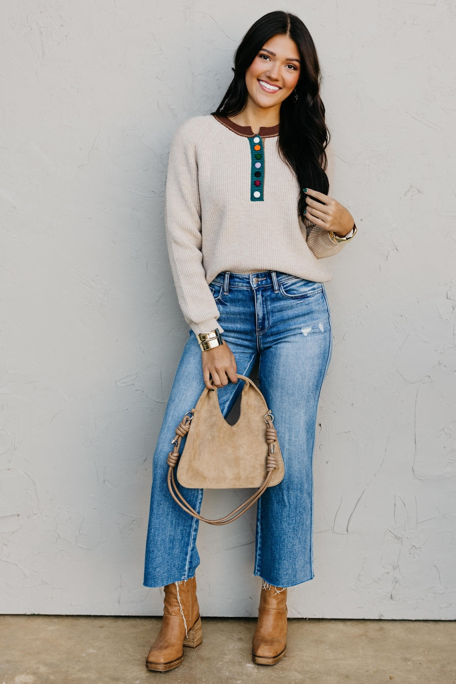 The Irene Contrast Button Sweater