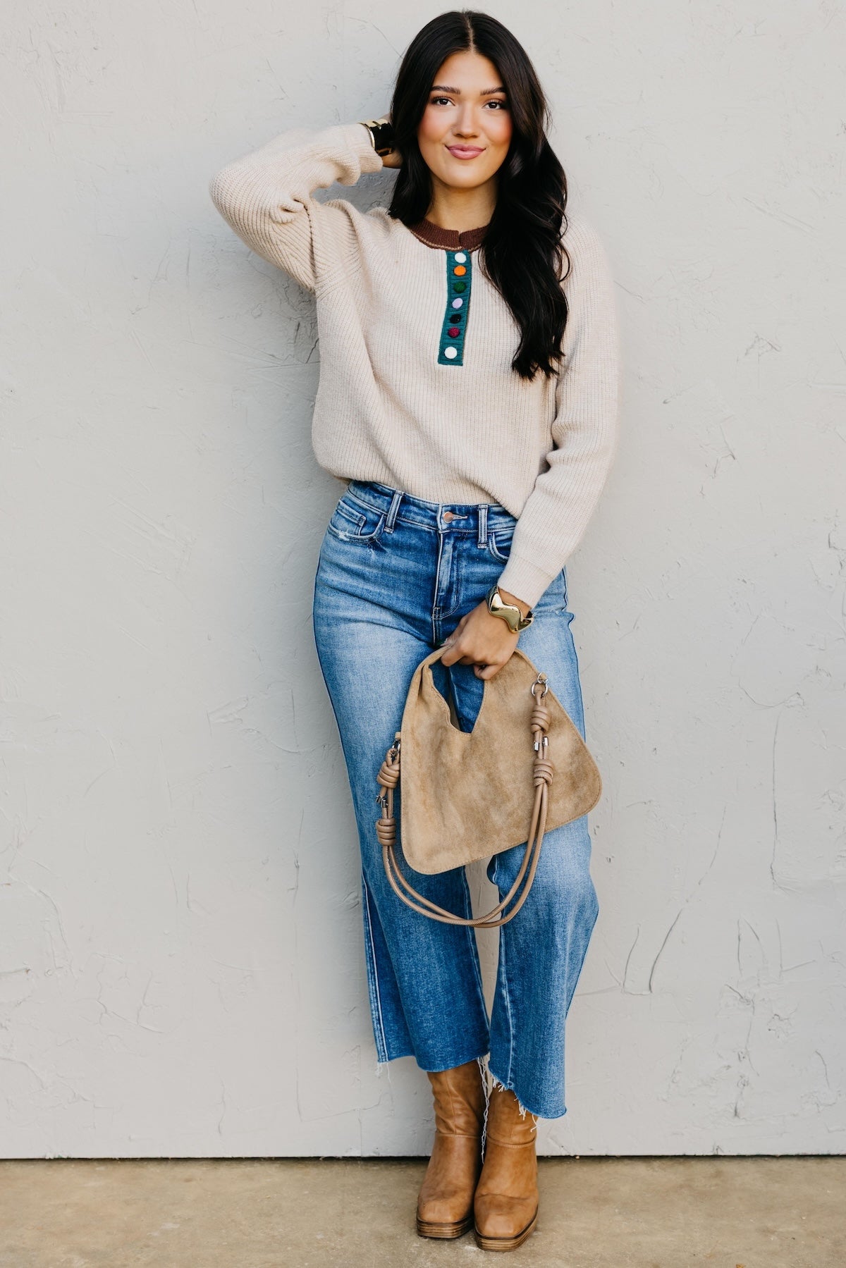 The Irene Contrast Button Sweater