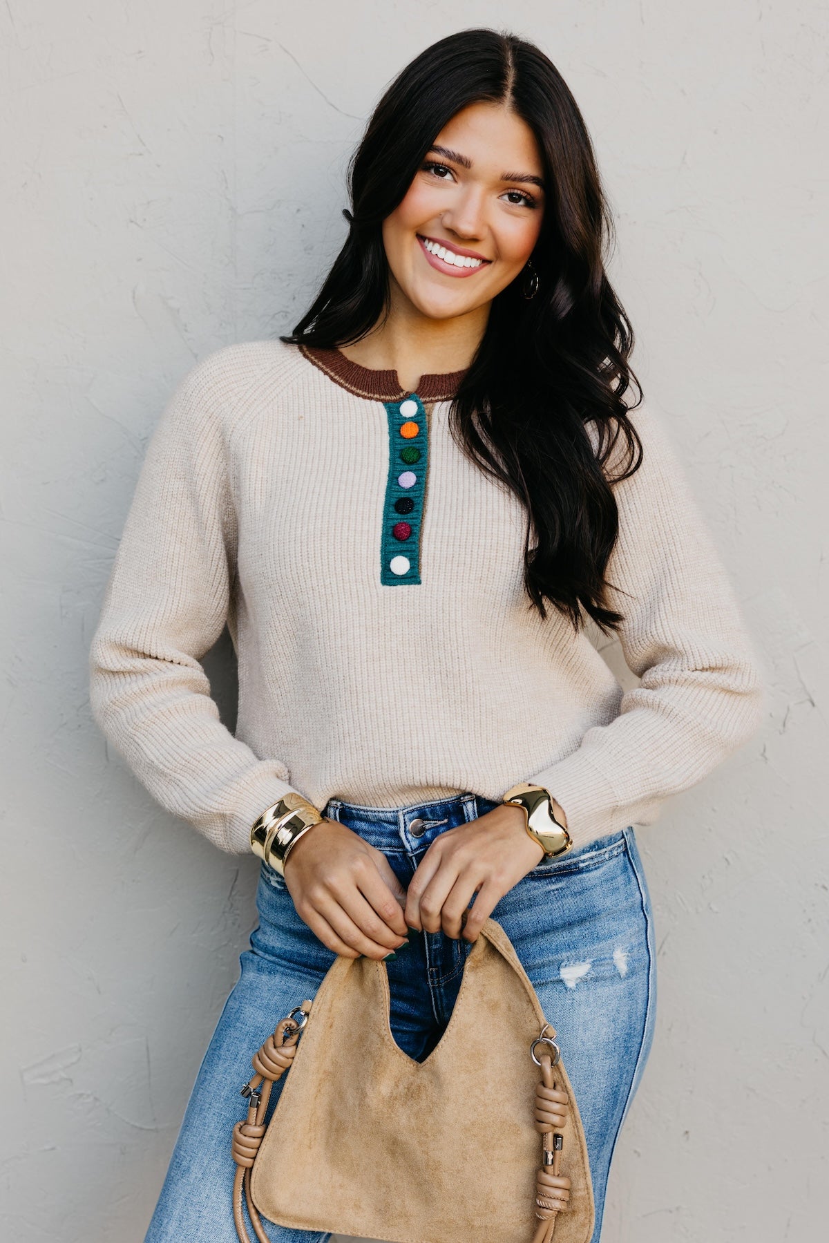 The Irene Contrast Button Sweater