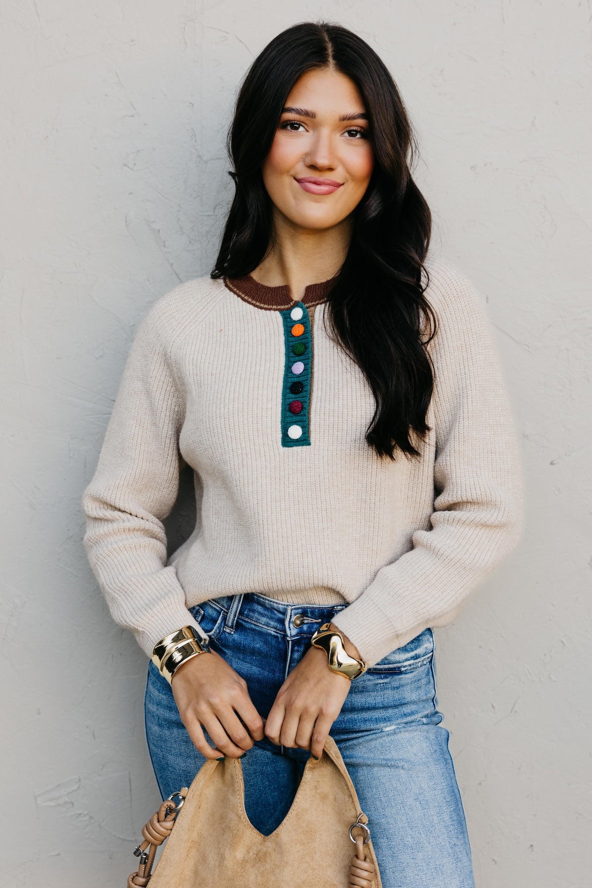 The Irene Contrast Button Sweater