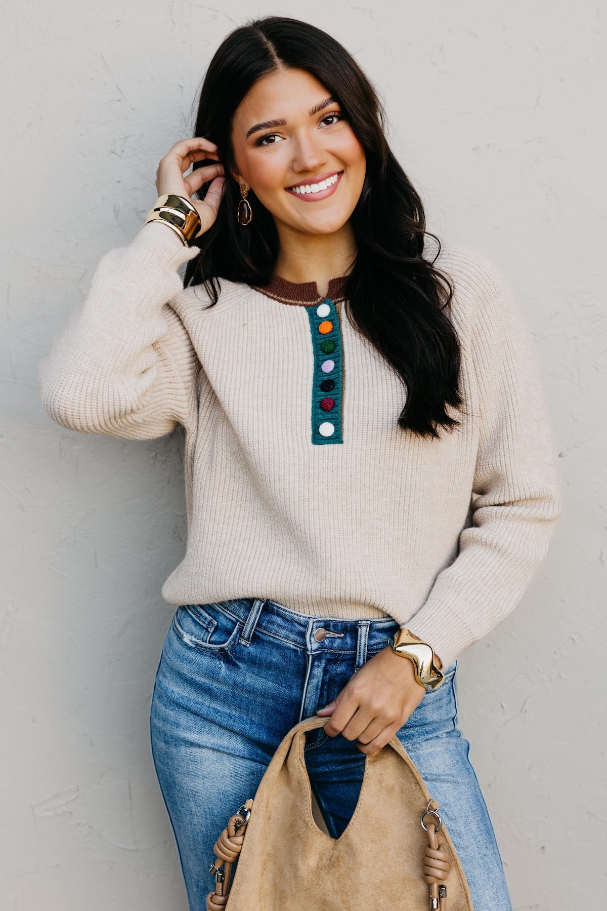 The Irene Contrast Button Sweater