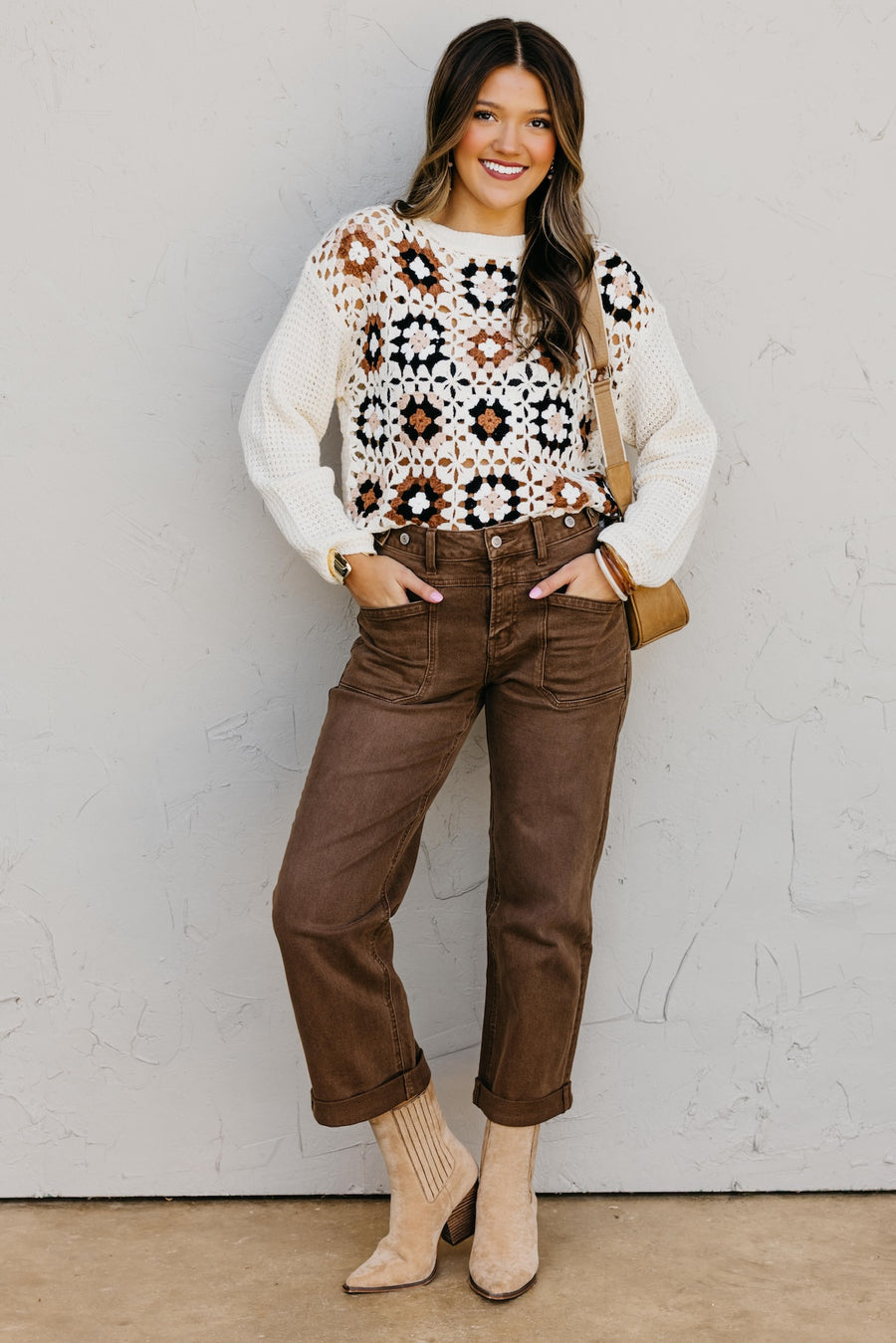 The Emilee Square Crochet Sweater