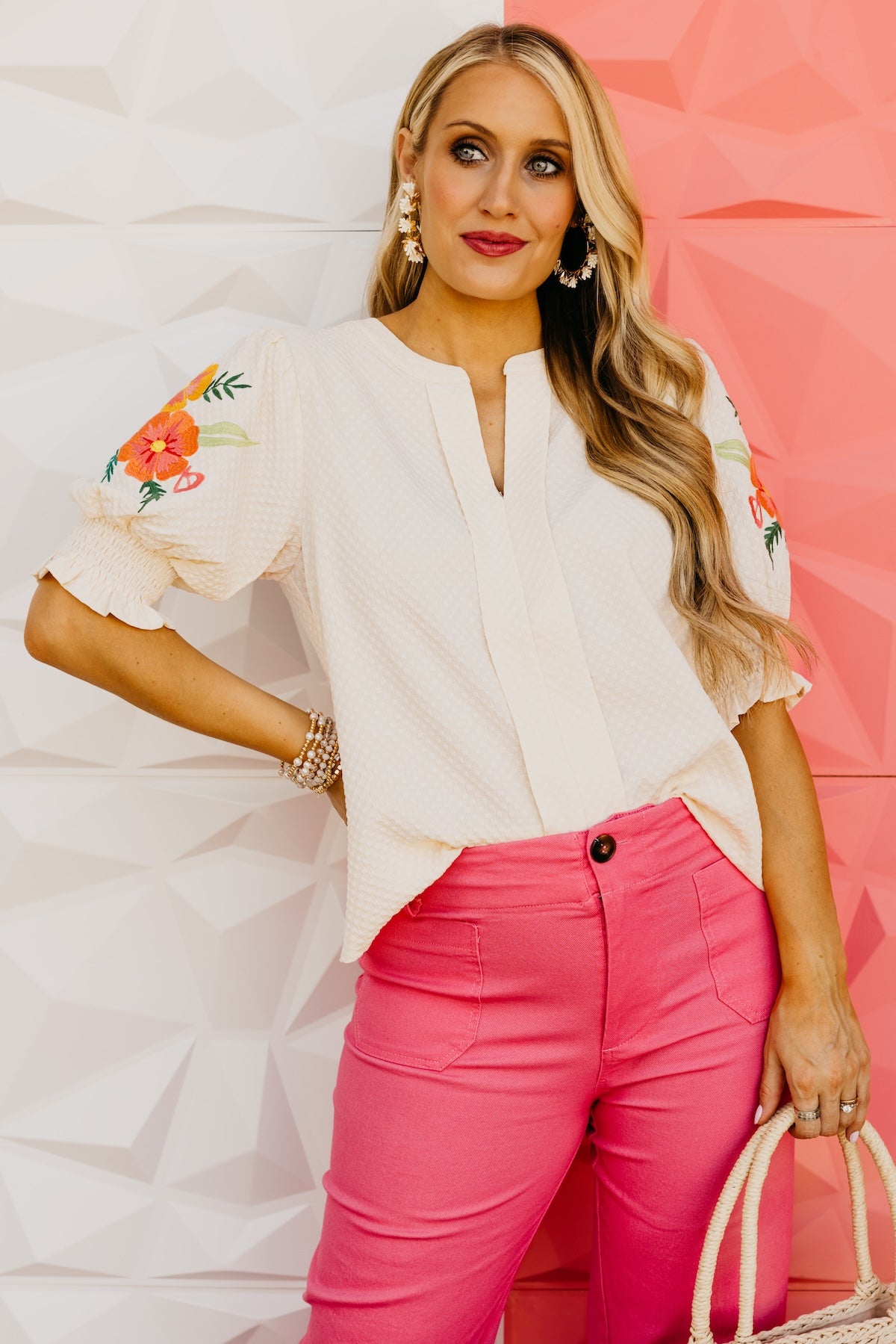 The Jaxton Embroidered Puff Sleeve Top
