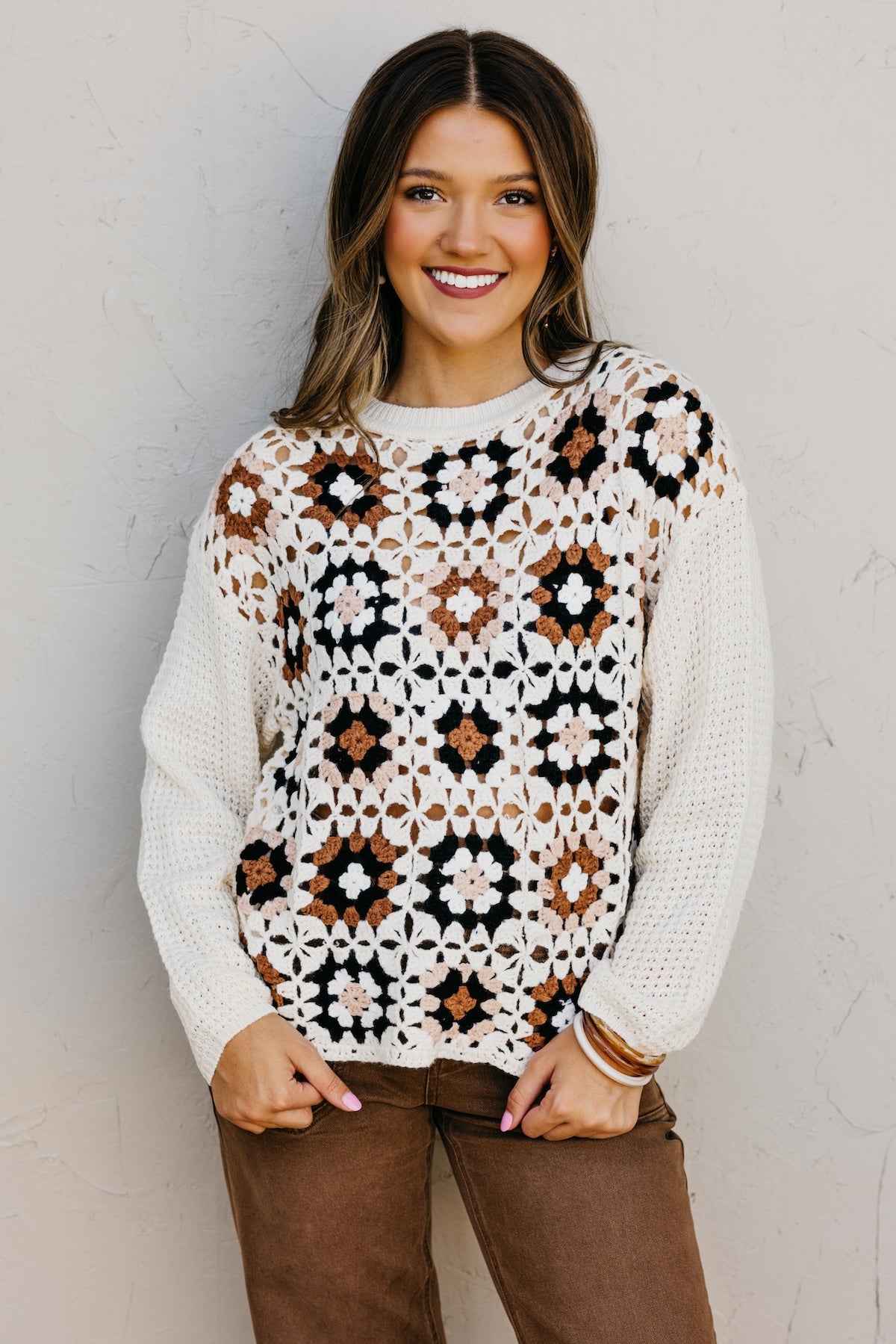 The Emilee Square Crochet Sweater