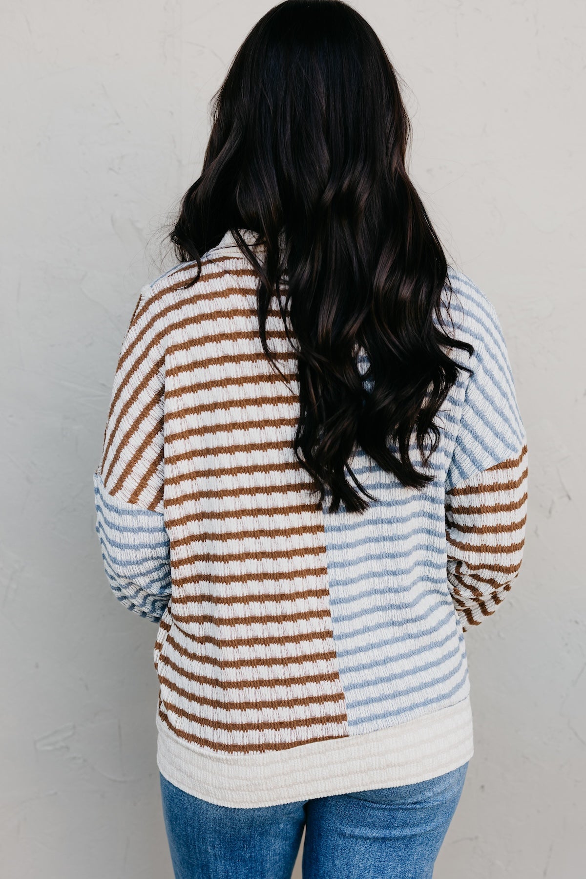 The Ryker Quarter Zip Striped Sweater