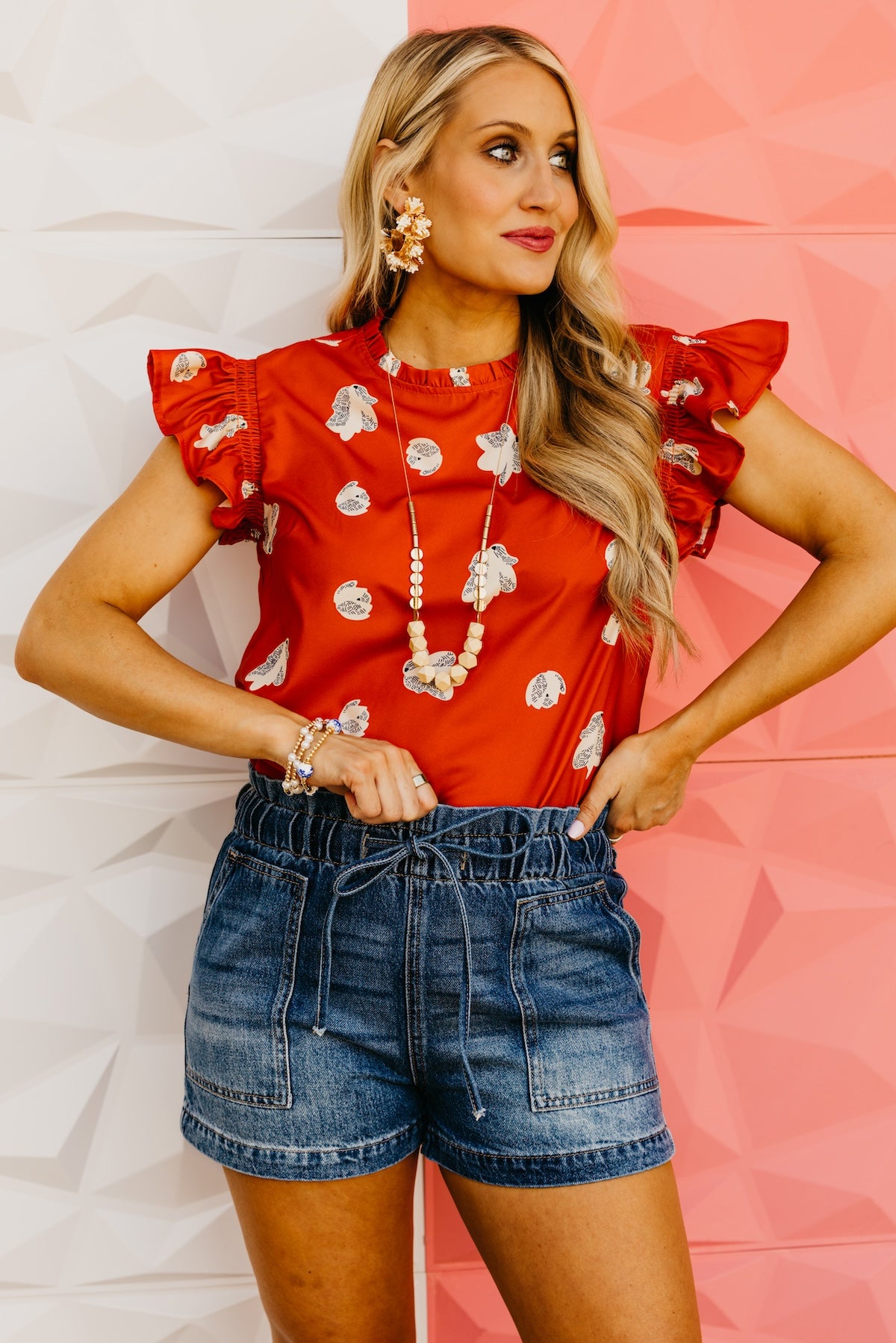 The Shawnda Floral Ruffle Trim Blouse