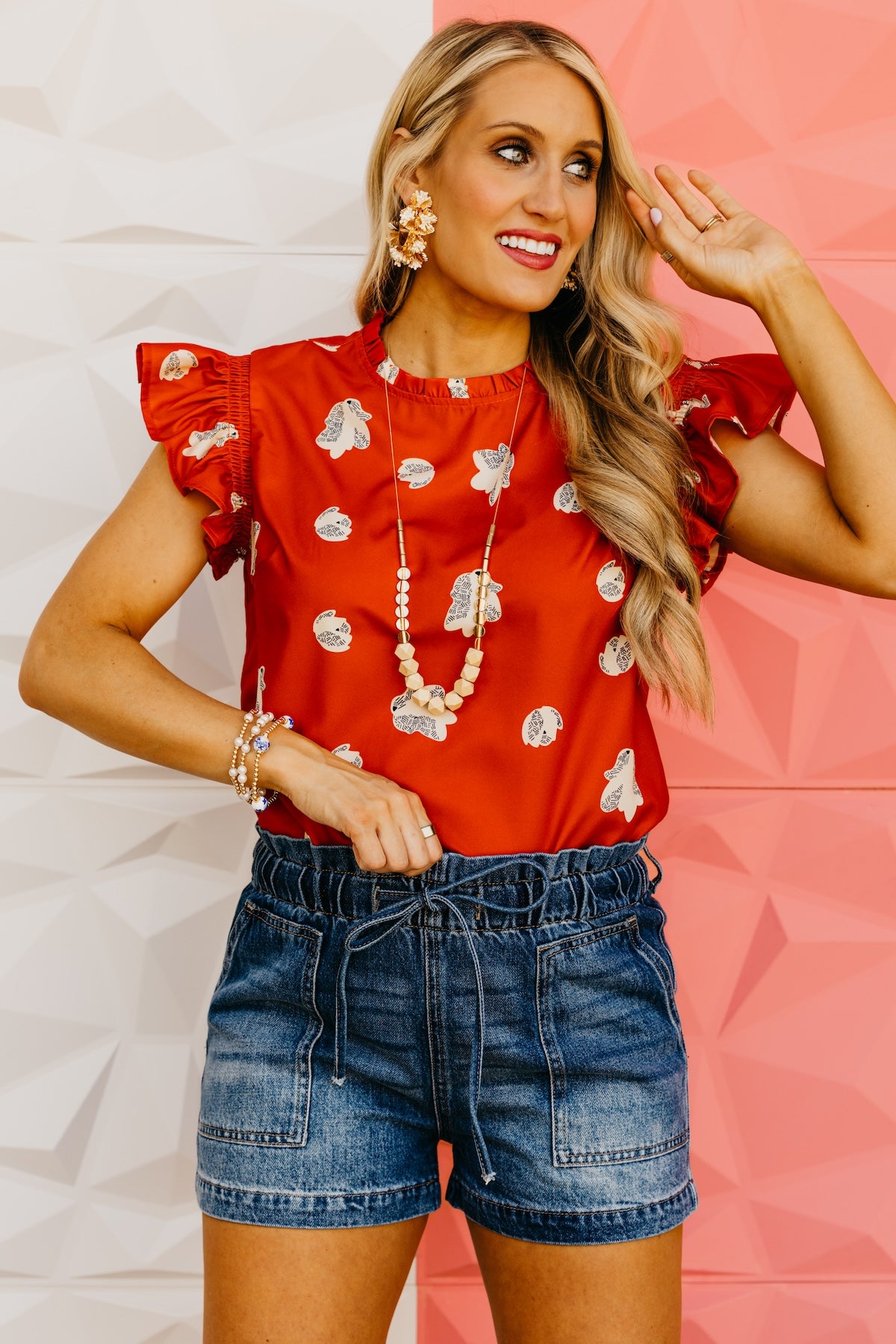 The Shawnda Floral Ruffle Trim Blouse