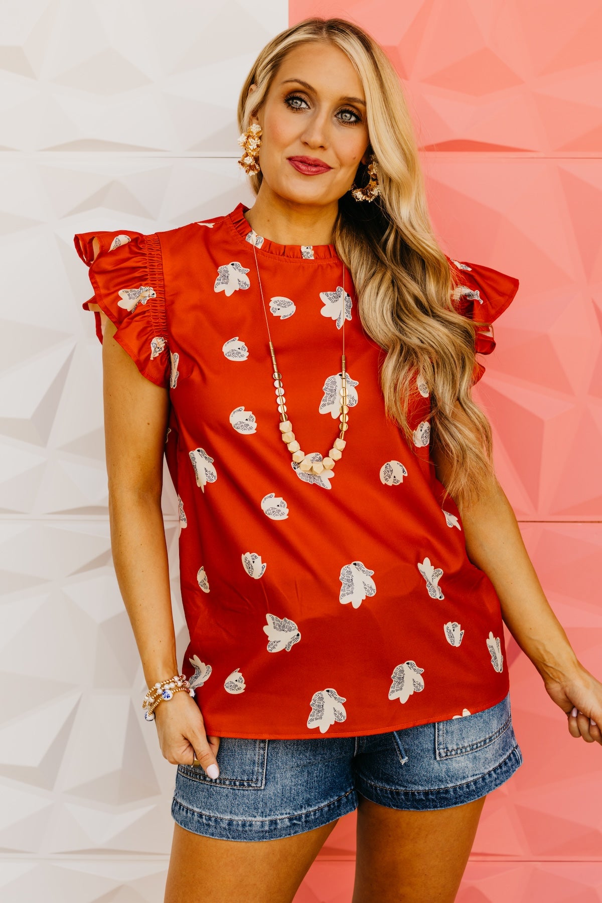 The Shawnda Floral Ruffle Trim Blouse