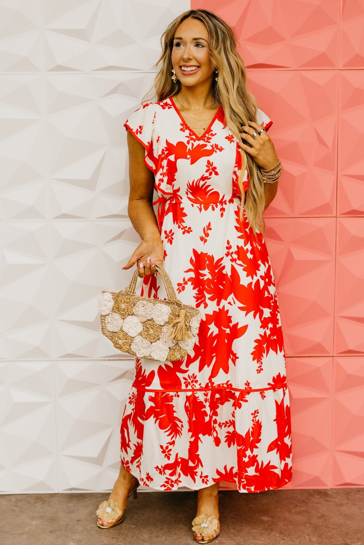 The Elianna Ruffle Sleeve Maxi Dress