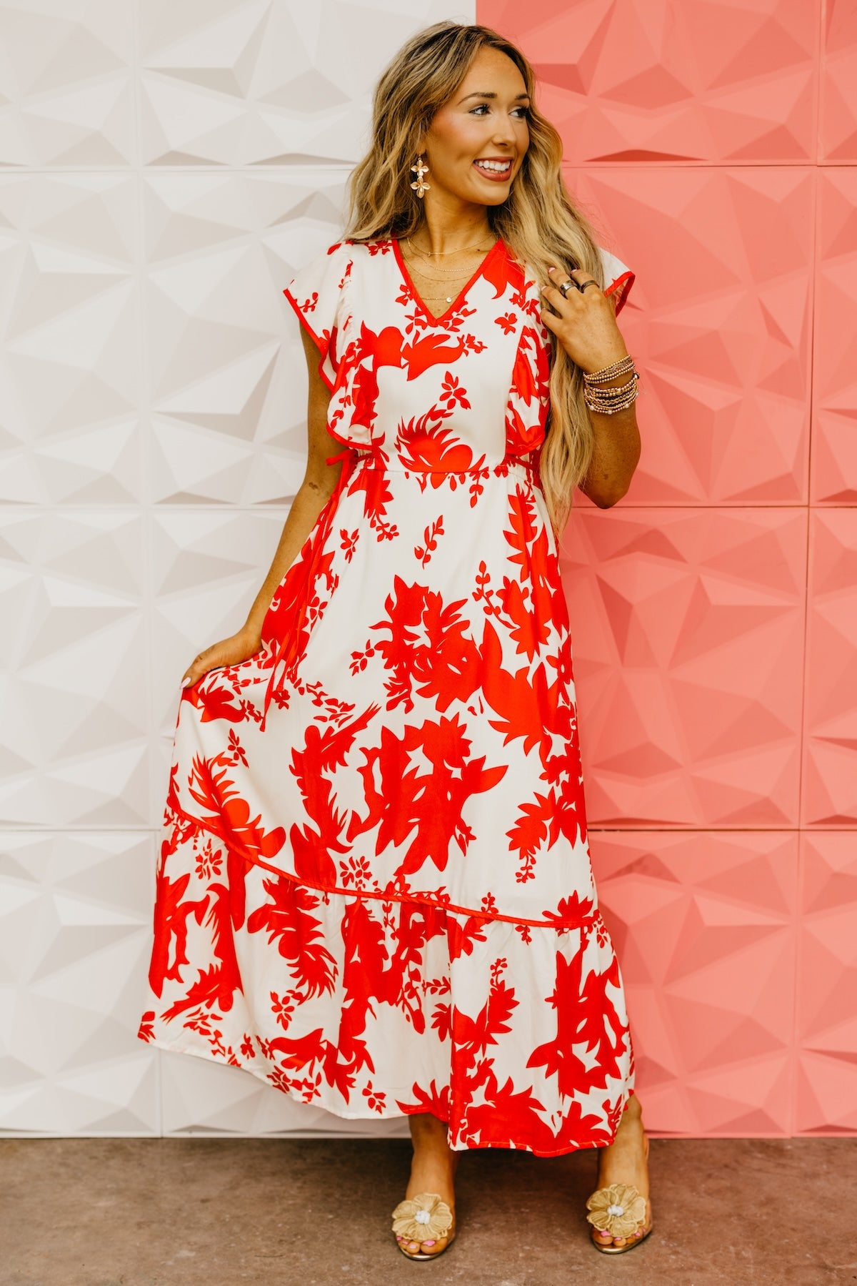 The Elianna Ruffle Sleeve Maxi Dress