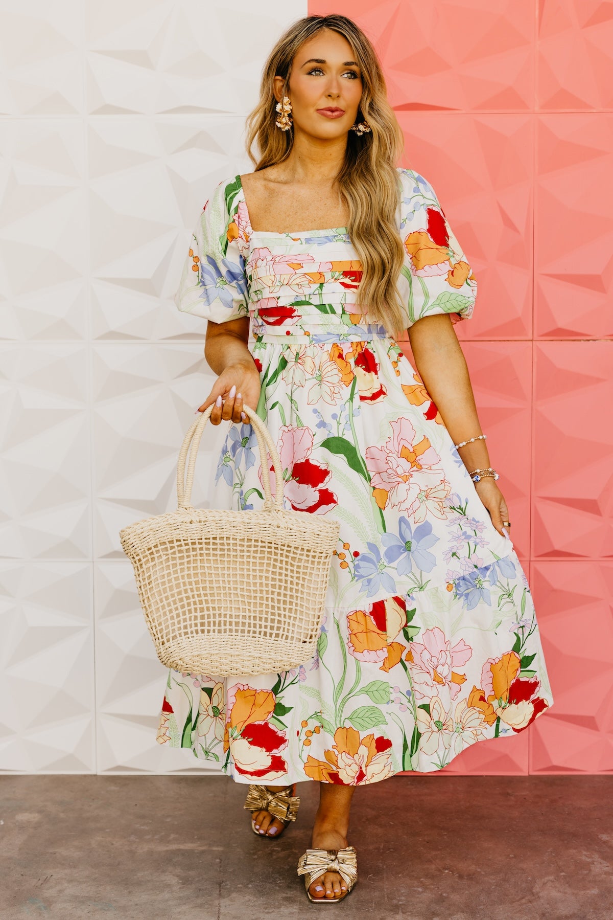 The Lincoln Floral Pleated Midi Dress
