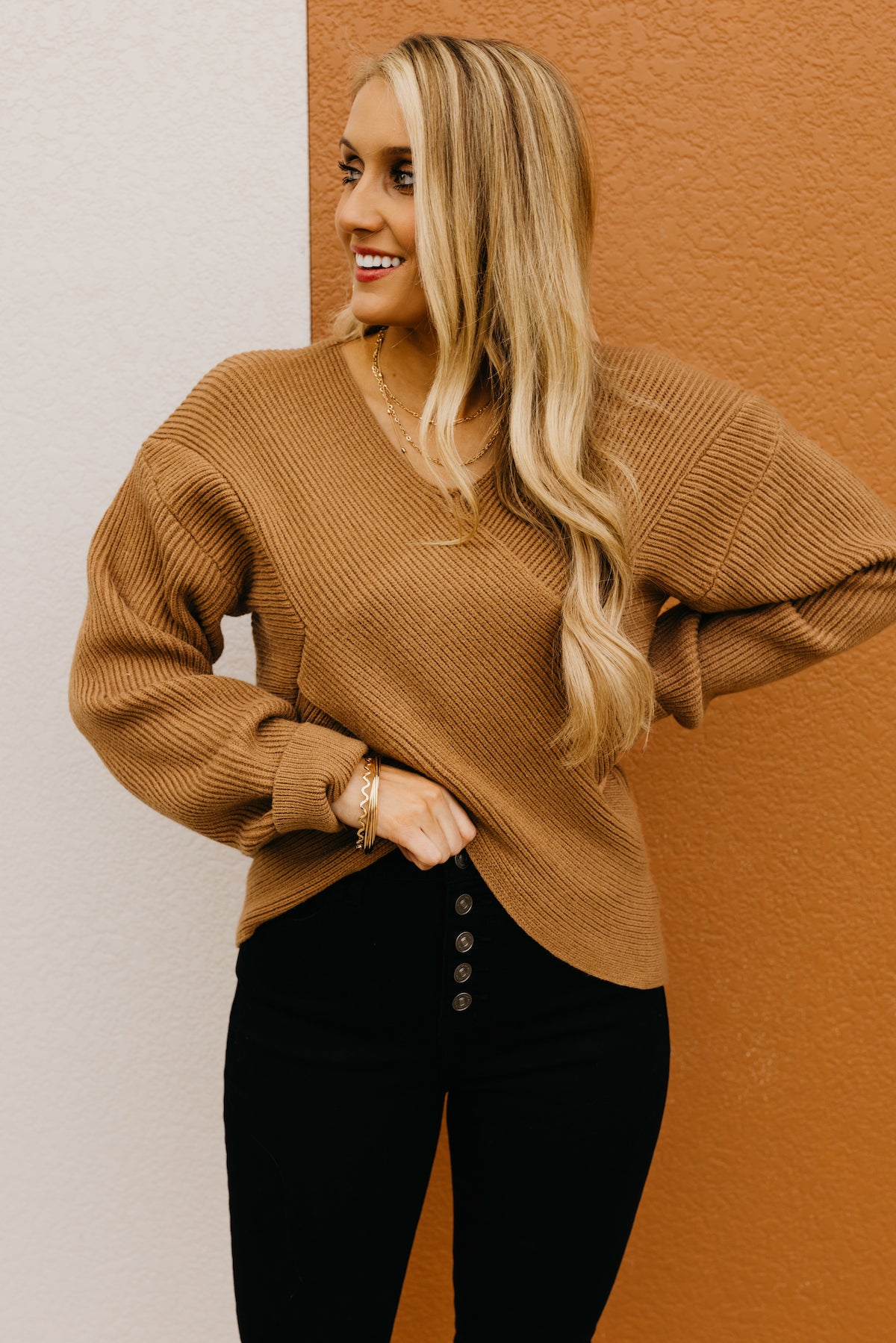 The Desiree Cross Over Wrap Ribbed Sweater  - FINAL SALE