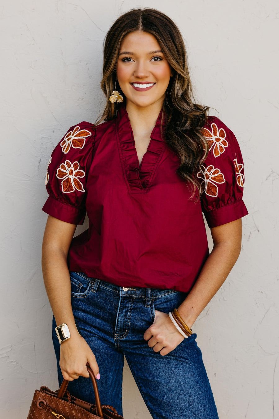 The Destan Embroidered Sleeve Top