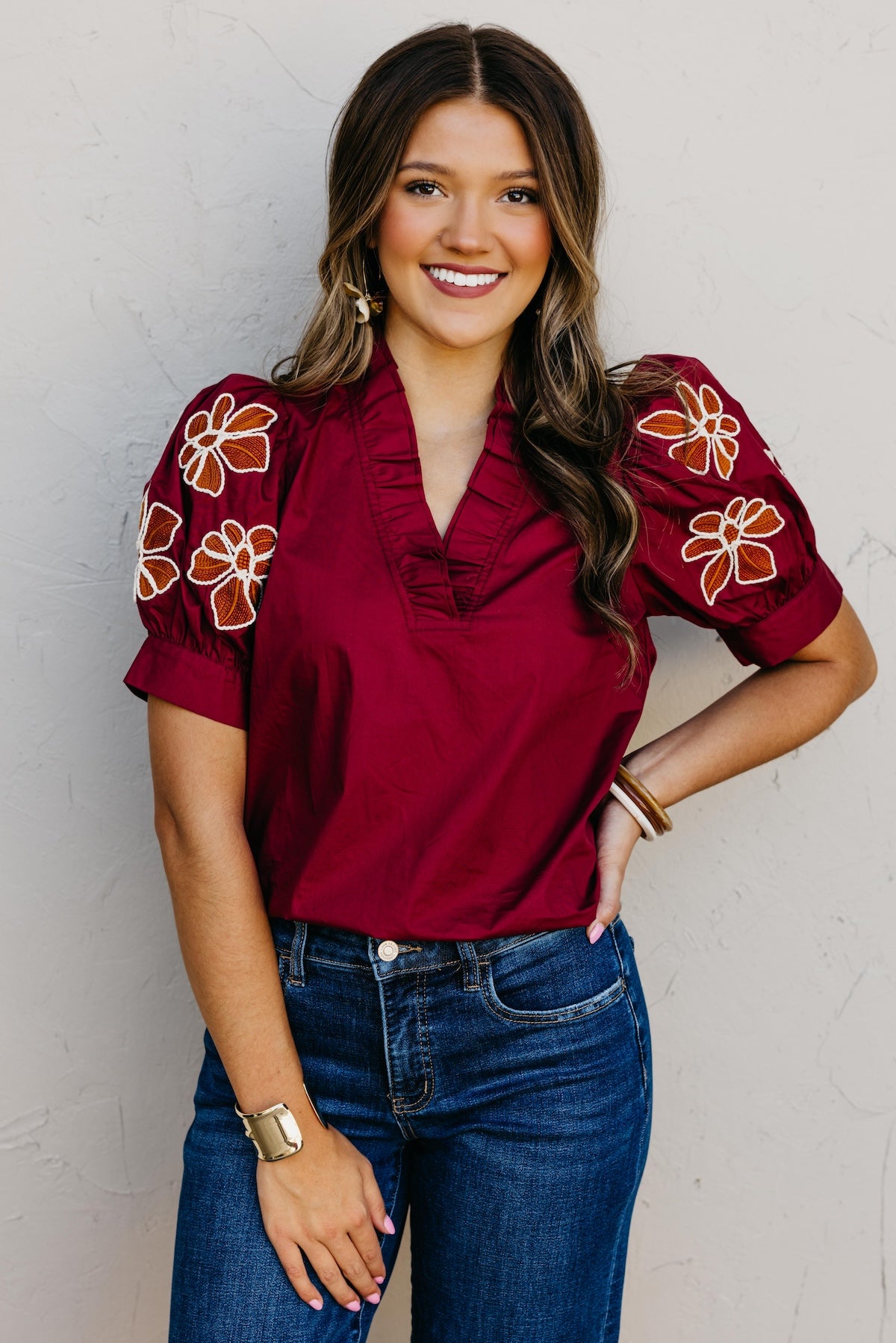 The Destan Embroidered Sleeve Top
