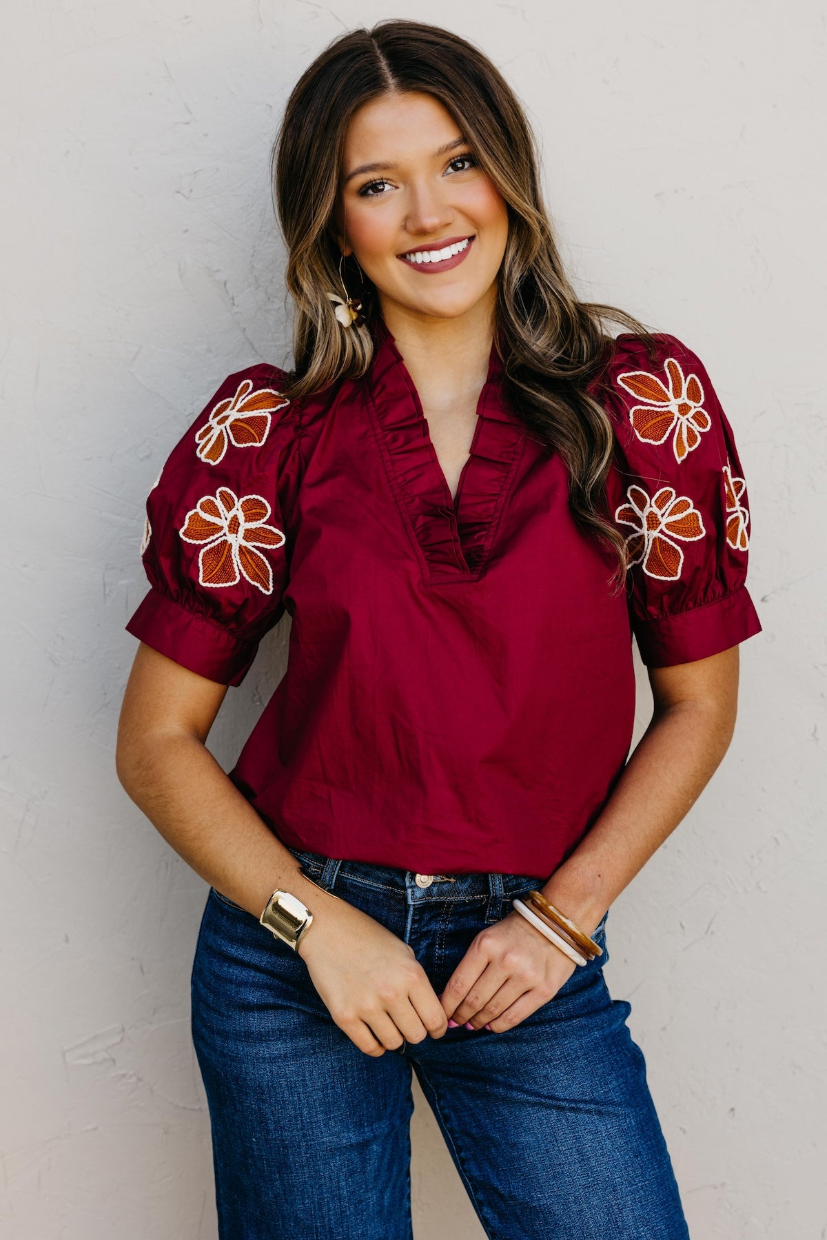 The Destan Embroidered Sleeve Top