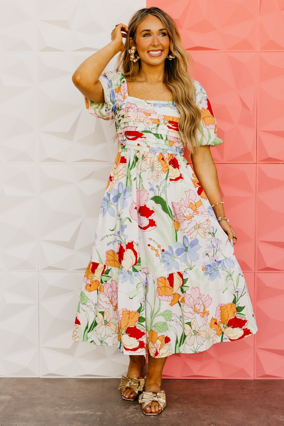The Lincoln Floral Pleated Midi Dress