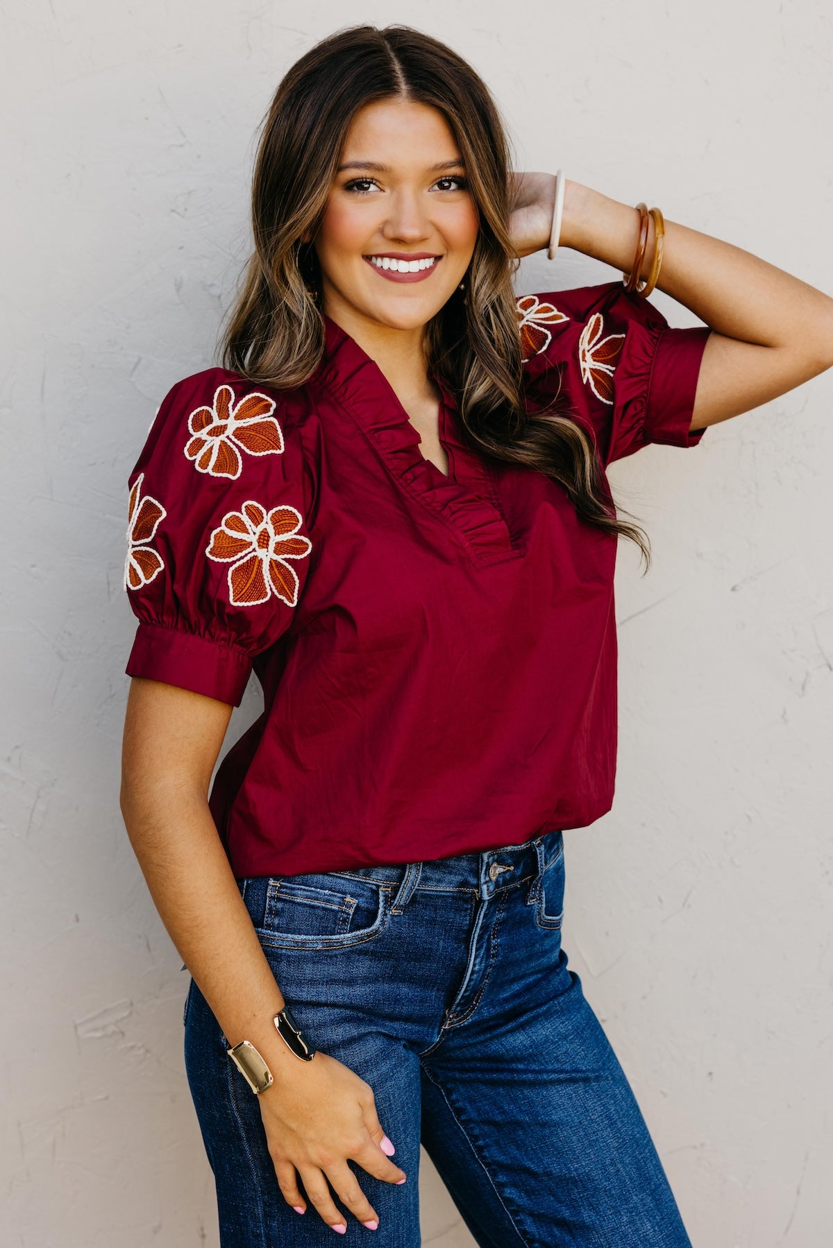 The Destan Embroidered Sleeve Top