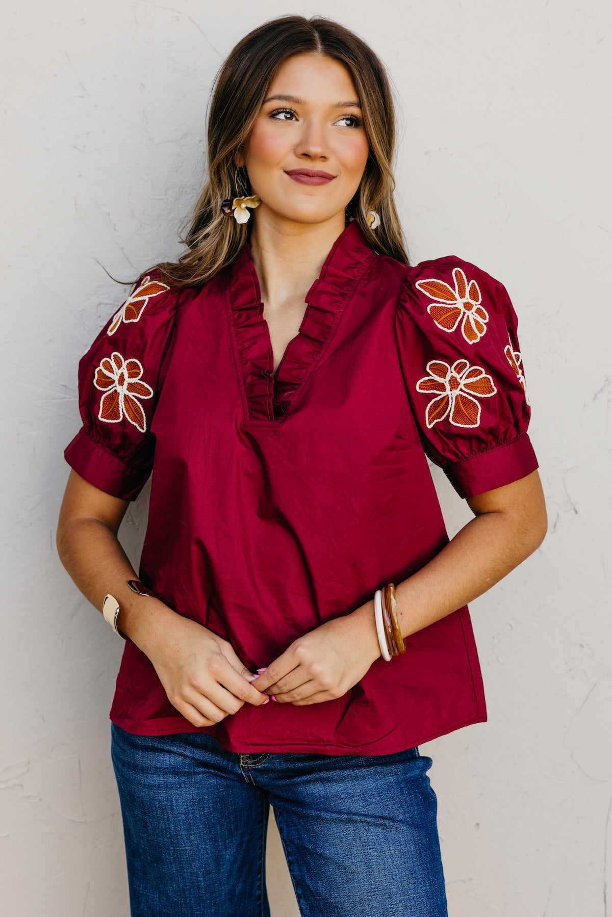 The Destan Embroidered Sleeve Top