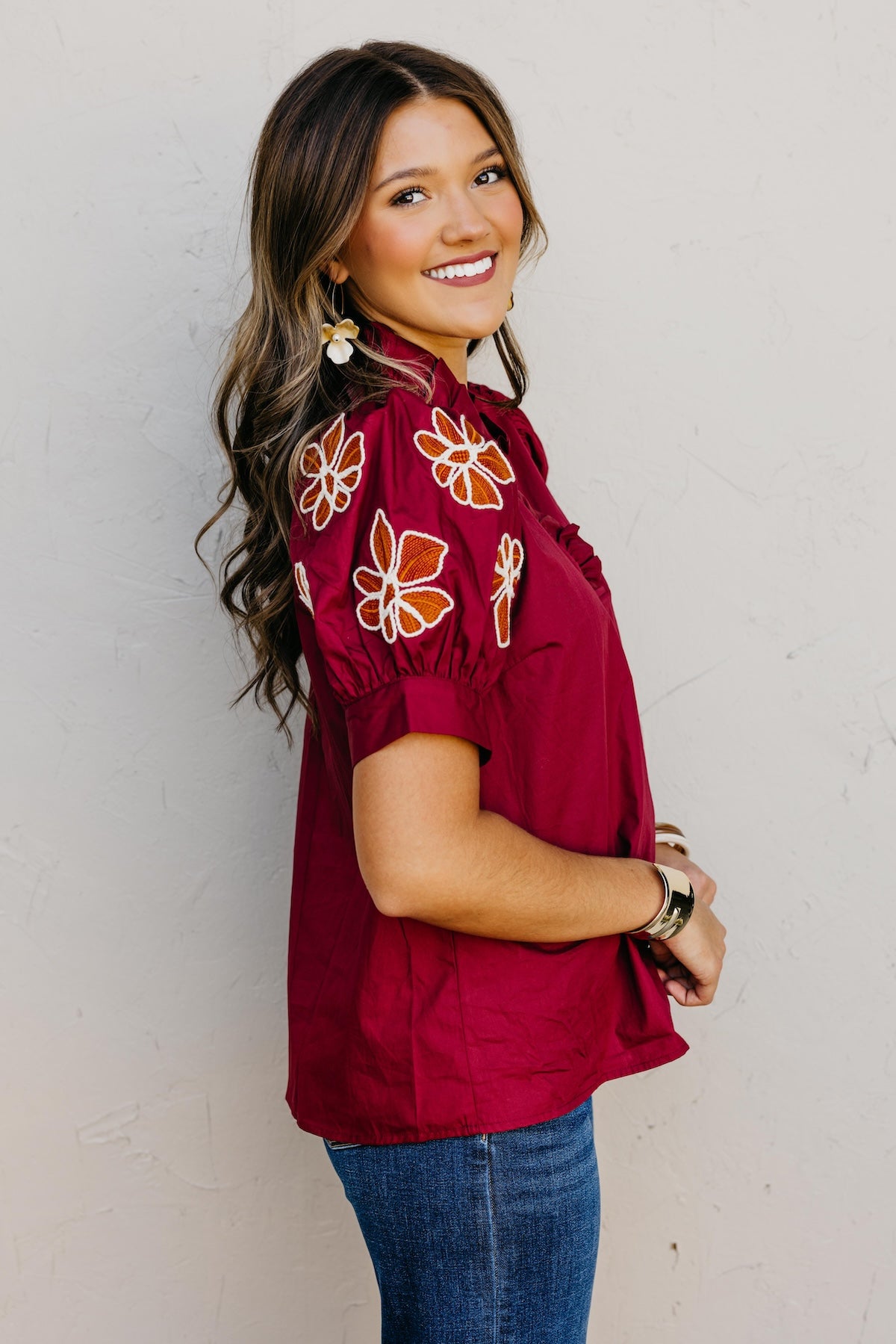 The Destan Embroidered Sleeve Top