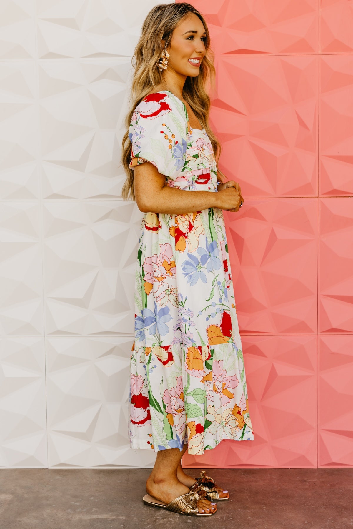 The Lincoln Floral Pleated Midi Dress