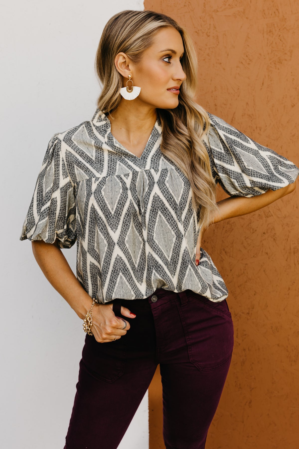 The Nalani Puff Sleeve Woven Blouse  - FINAL SALE