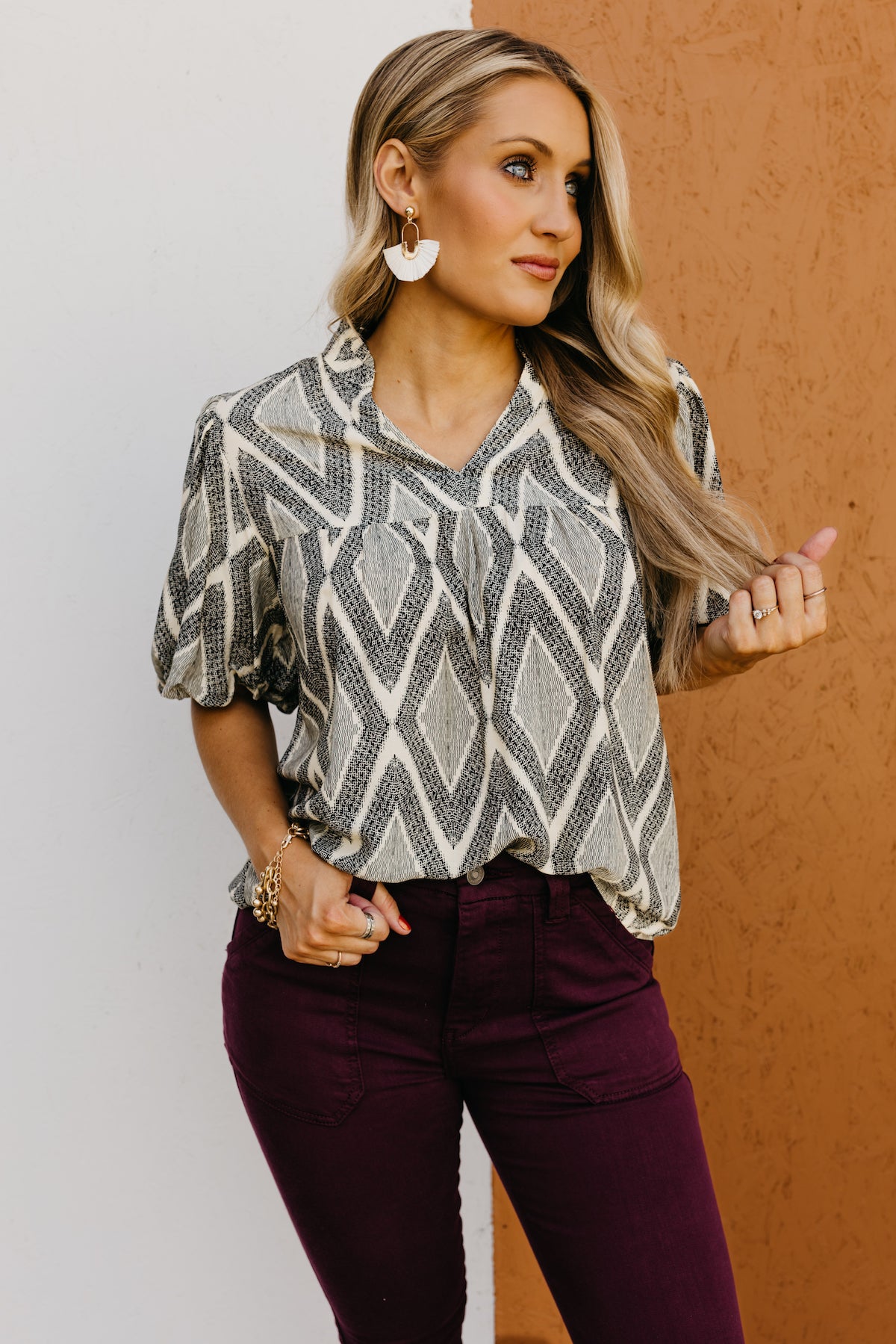 The Nalani Puff Sleeve Woven Blouse  - FINAL SALE