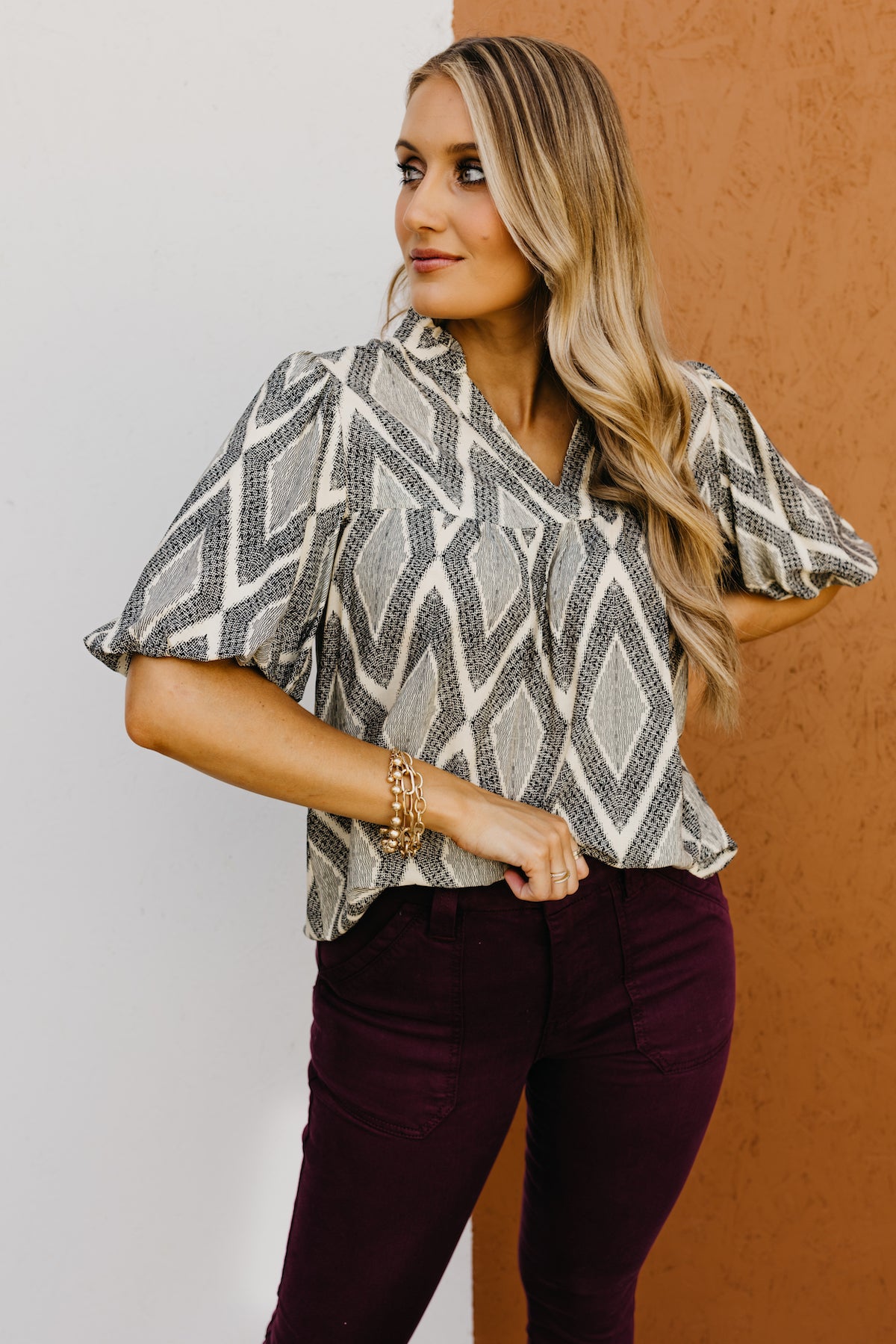 The Nalani Puff Sleeve Woven Blouse  - FINAL SALE