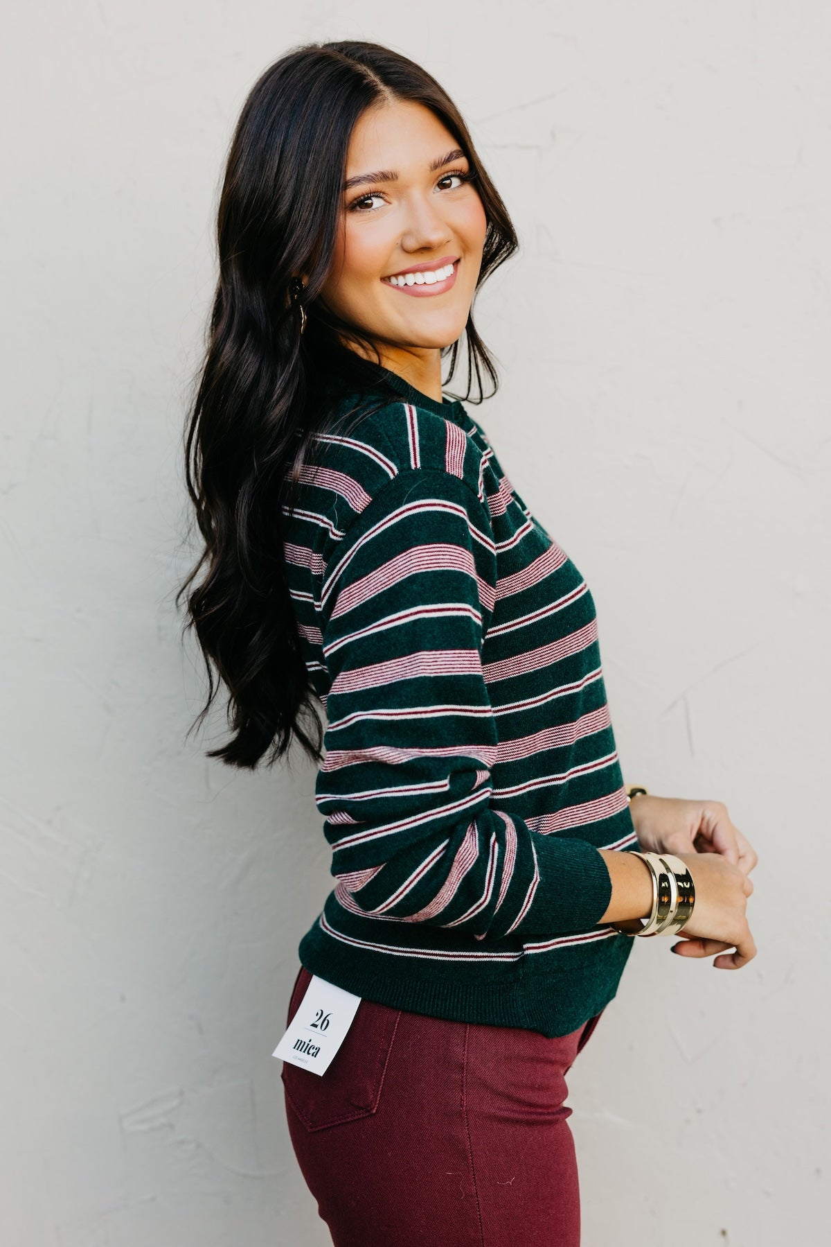 The Kathy Stripe Cashmere Polo Sweater