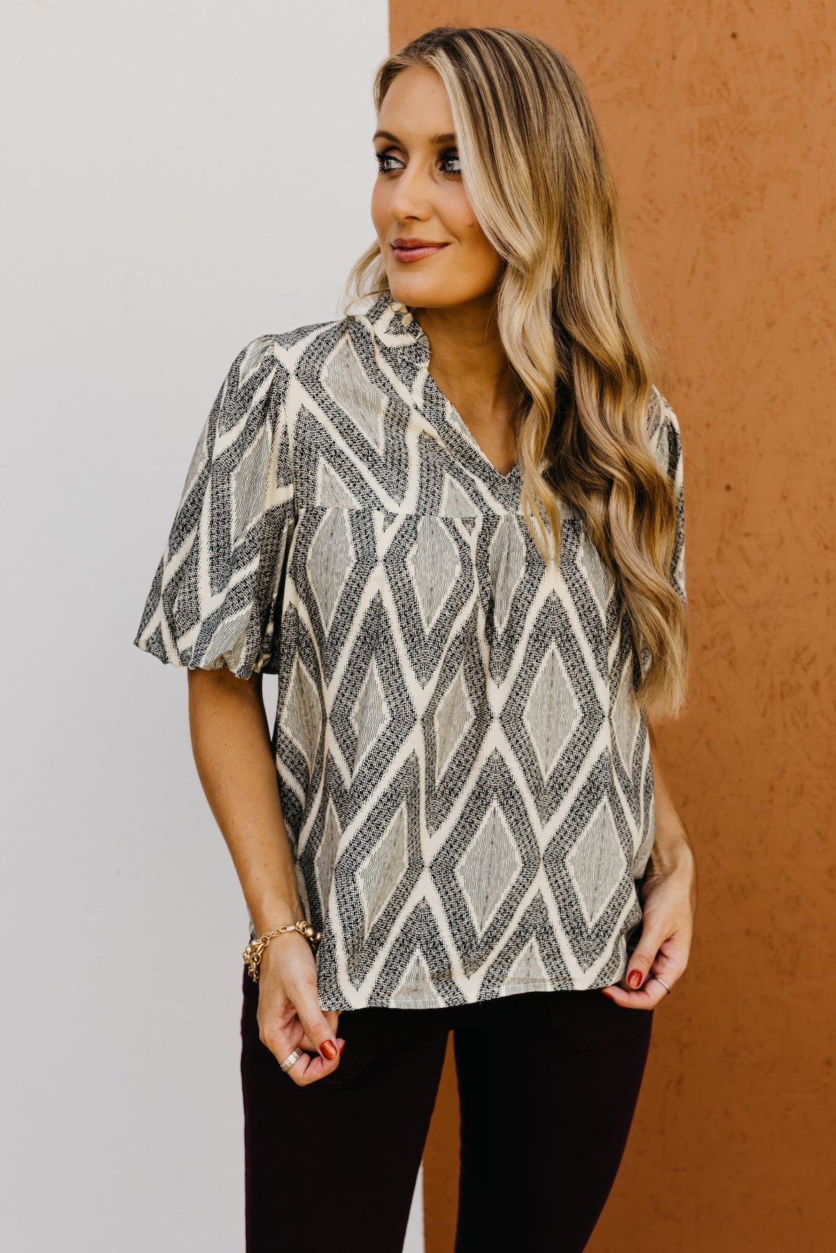 The Nalani Puff Sleeve Woven Blouse  - FINAL SALE