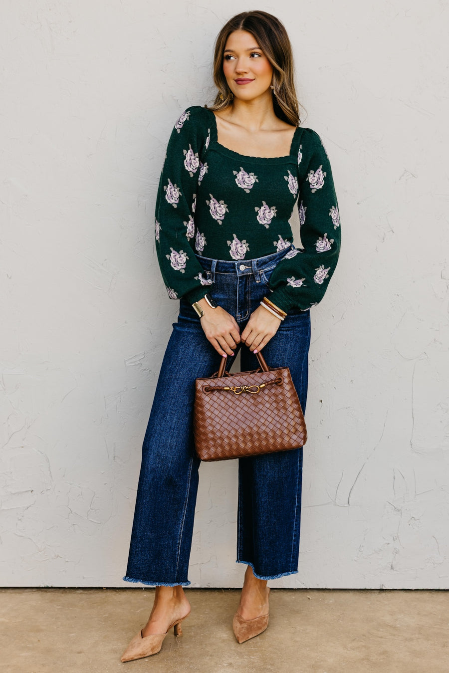 The Milana Floral Scallop Crop Sweater